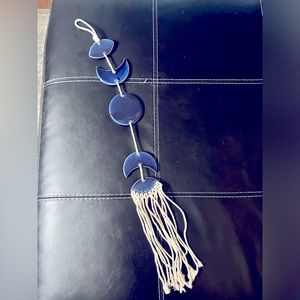 Navy Clay Macrame Hanging Decor